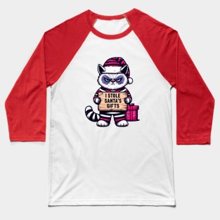 Grumpy Christmas Cat. Christmas Cat 2024 Baseball T-Shirt